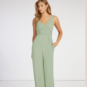 Azazie Jumpsuit in Dusty Sage - Approximately size 14 for tall bridesmaid